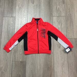 nike full zip up tricot track jacket in red black and grey size 7 boys NWT